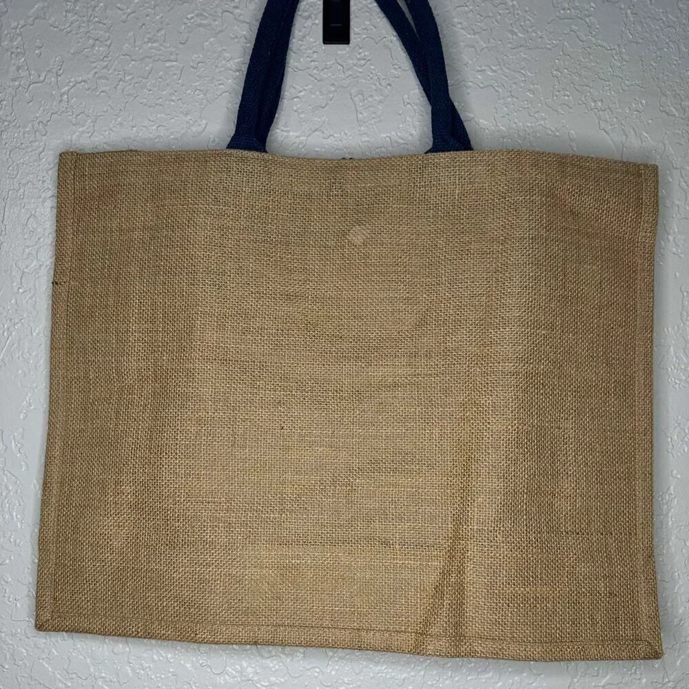 Piper Lou Bag of Awesome Shit Burlap‎ Tote Navy Blue Jute Market Beach Bag Humor